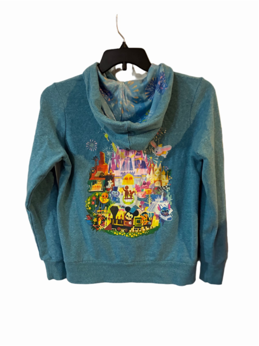 Disney Exclusive Joey Ghou Design Zip-Up Hoodie Medium Blue Women’s Cut - Picture 2 of 6